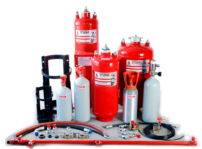 Kit Sysmak de combate a incêndio instalado em máquina agrícola